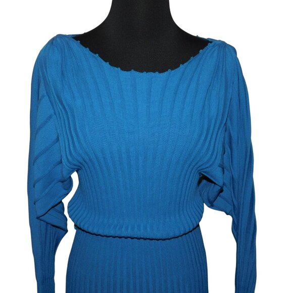 Trina Turk Ava Pleated Sweater Dress Dolan Sleeve Gorgeous Blue - Picture 3 of 8